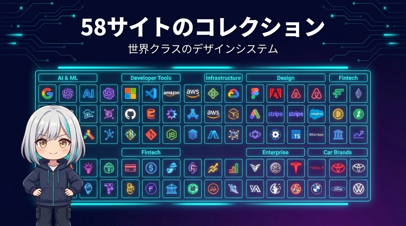 58サイトのコレクション — 世界クラスのデザインシステム