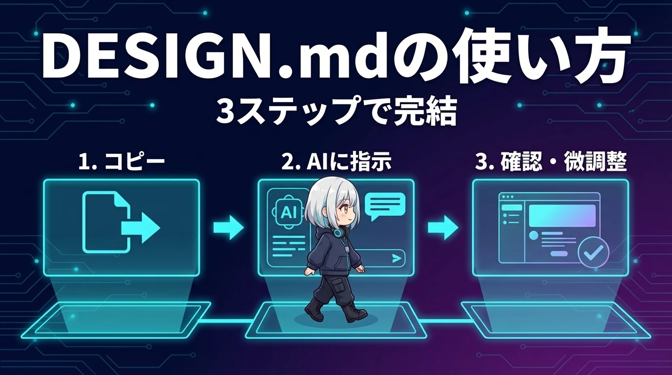 DESIGN.mdの使い方 — 3ステップで完結