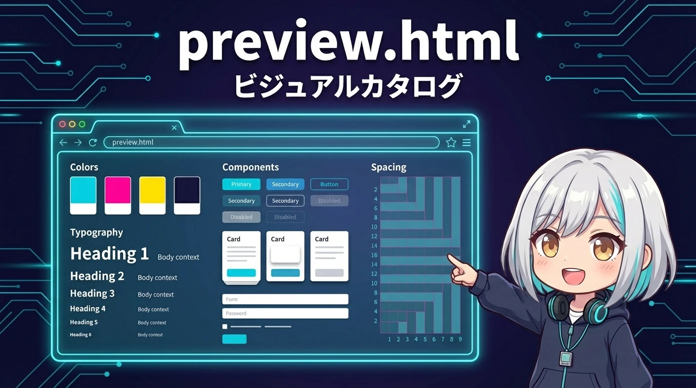 preview.html — デザインシステムのビジュアルカタログ