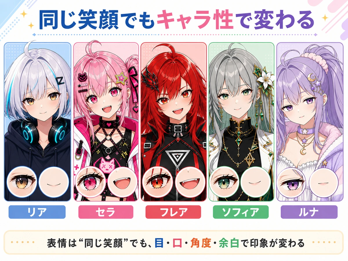 キャラ性による表情差分