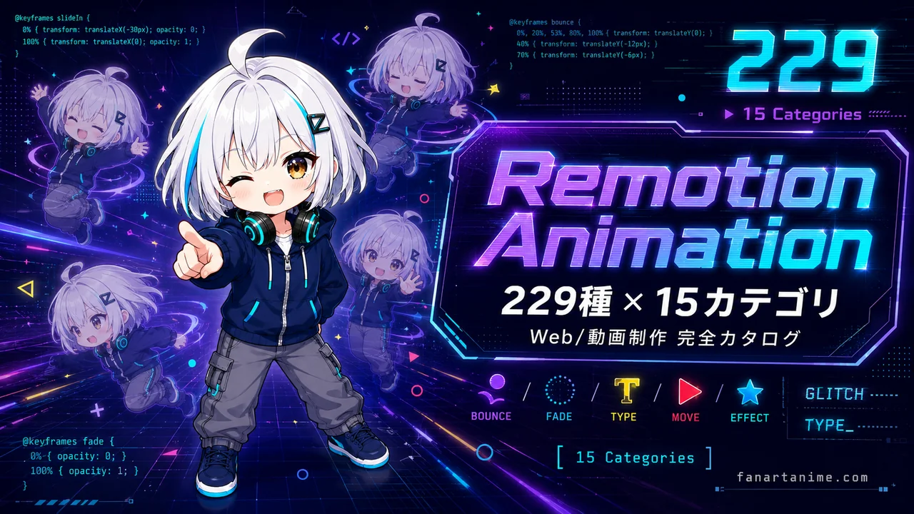 Remotionアニメーション辞典 — 制作のヒントに 229種のWebアニメ集