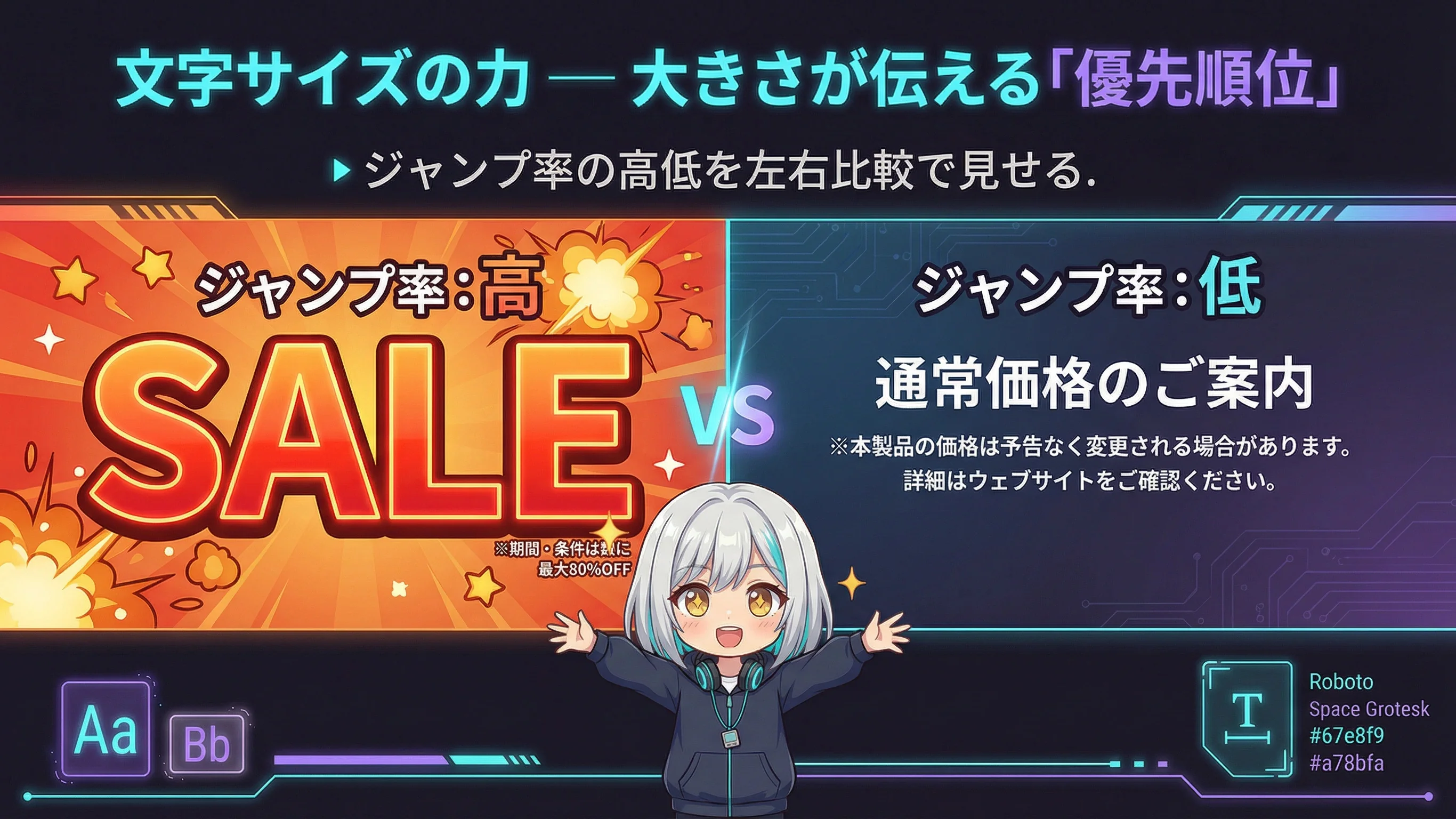 ジャンプ率の高低比較