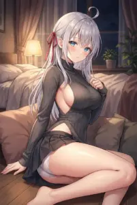 Alya’s Sultry Evening: Shy Smile in a Keyhole Knit