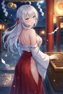 【アーリャ】夜の神社で魅惑の巫女姿