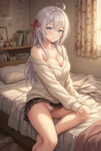 【アーリャ】夕暮れに染まる部屋で、魅惑のセーター姿