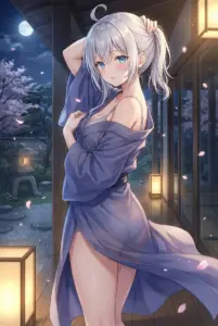 【アーリャ】月夜と桜舞う湯上がり姿の誘惑