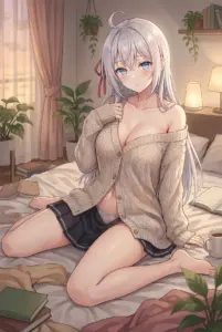 Alya-san: Alluring Look in a Cozy Sweater at Sunset