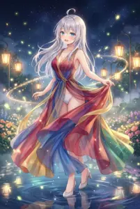 【アーリャ】夜空の下、虹色ドレスで舞う夢幻の夜