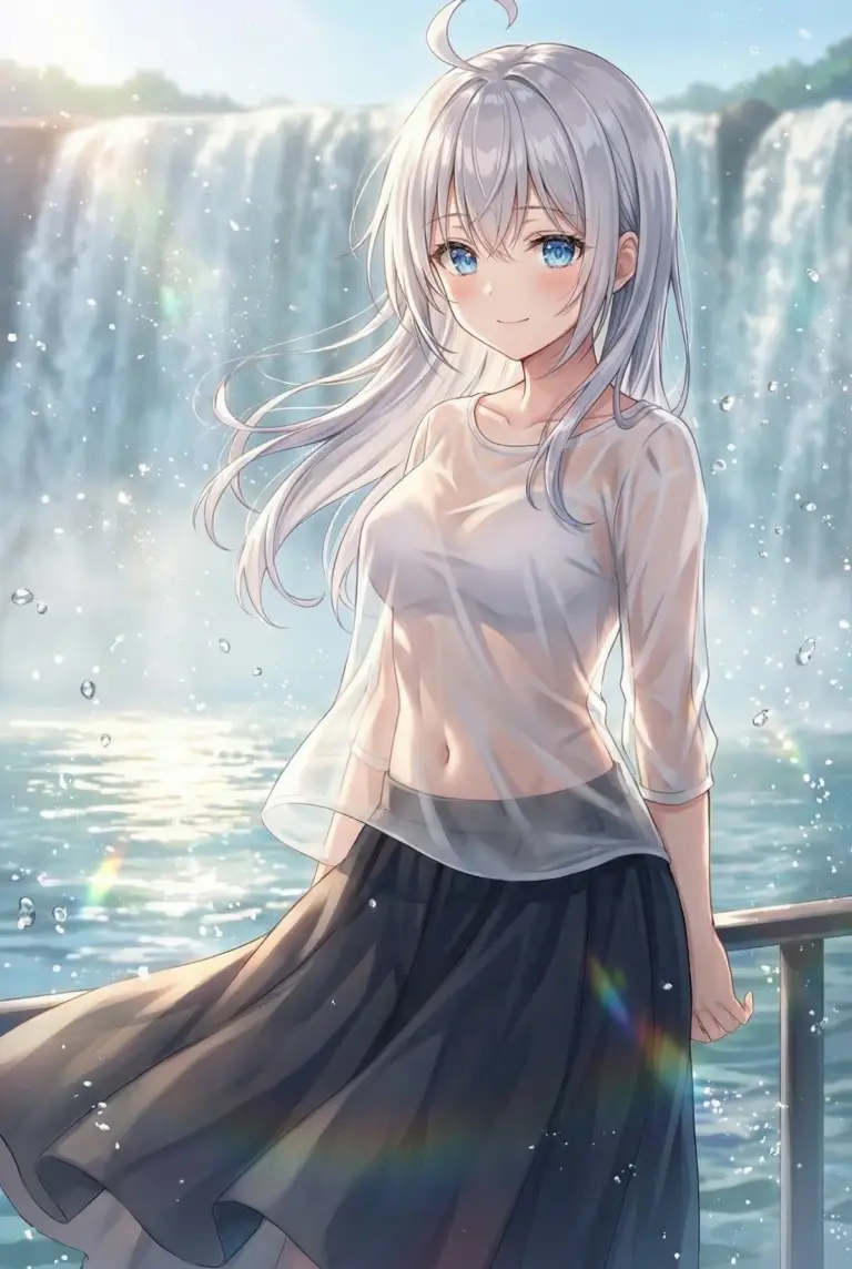 【アーリャ】滝しぶきに濡れる夏の微笑み