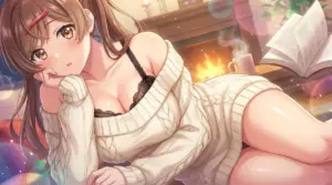 Mizuki Hazama: Cozy Evening by the Fireplace in Her Sweater