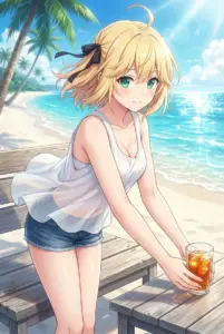 Anisphia’s Refreshing Summer Beach Day with a Cool Drink