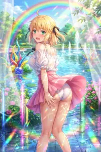 Anisphia’s Surprise: A Breezy Skirt Moment Under the Rainbow