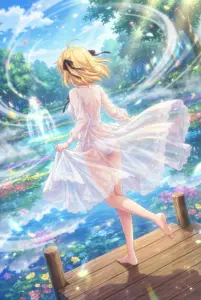 Anisphia: Graceful steps in a paradise of flowers and water