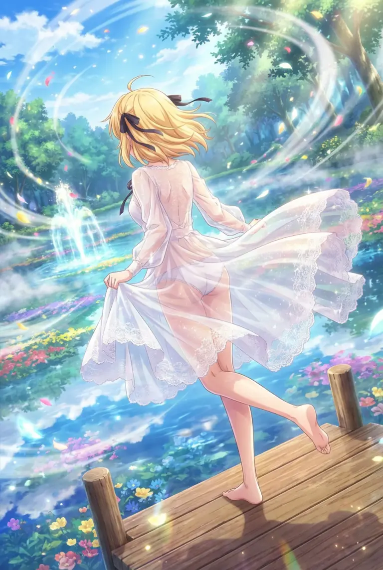 【アニスフィア】幻想的な水辺で舞う白衣の王女