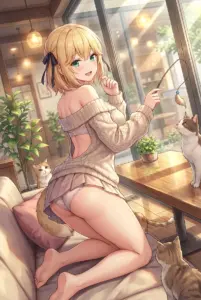 【アニスフィア・ウィン・パレッティア】猫耳セーターで癒やしタイム