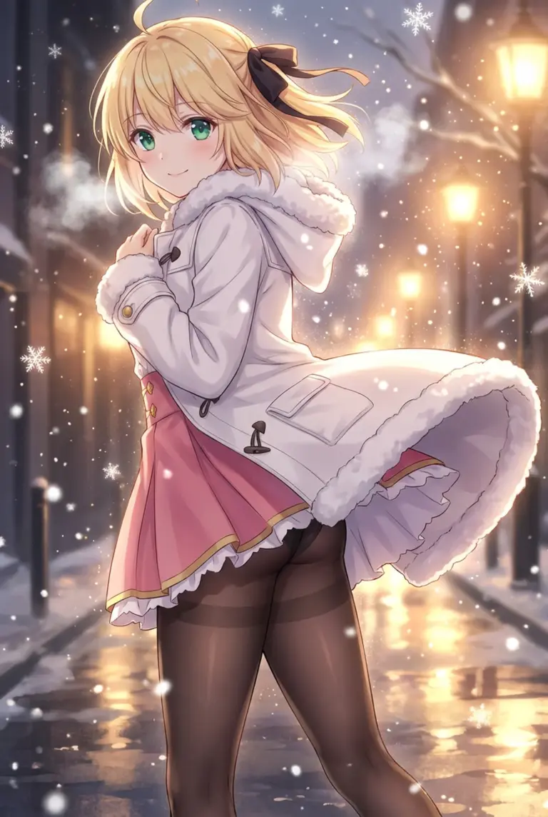 【アニスフィア・ウィン・パレッティア】雪降る夜道で可愛い笑顔