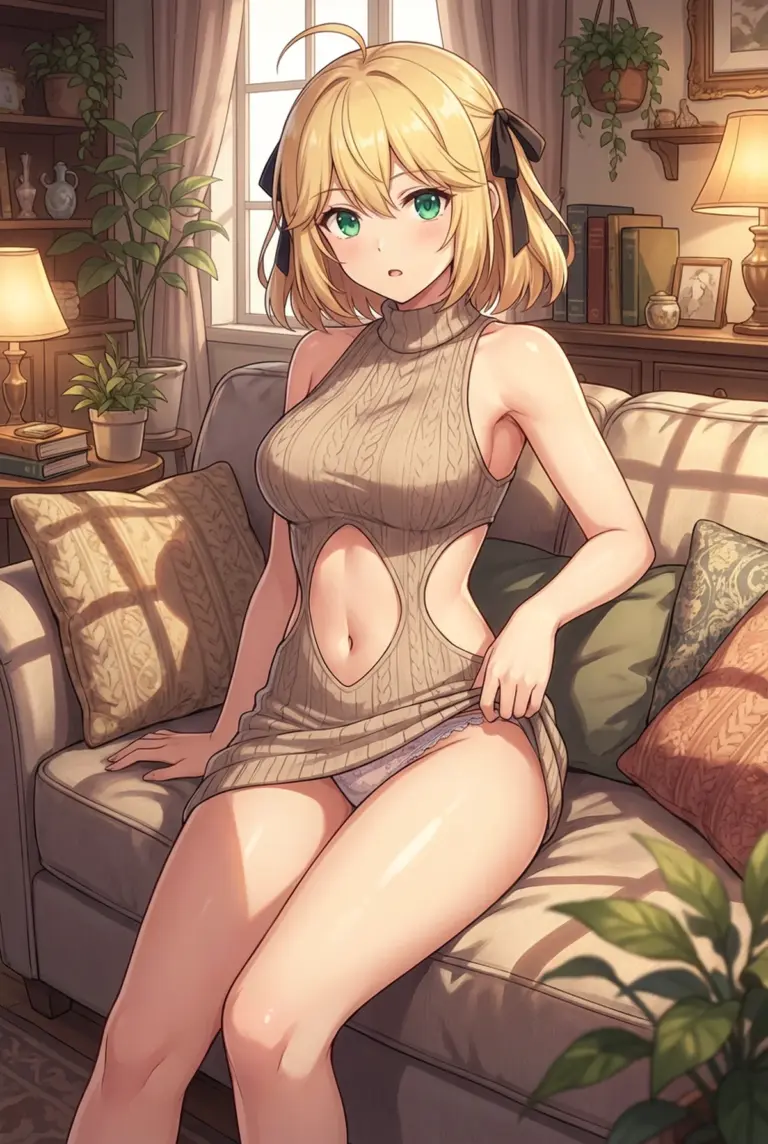 【アニスフィア・ウィン・パレッティア】くつろぎニットと誘惑の視線