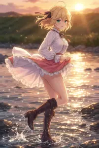 【アニスフィア・ウィン・パレッティア】夕暮れの水辺で微笑む王女