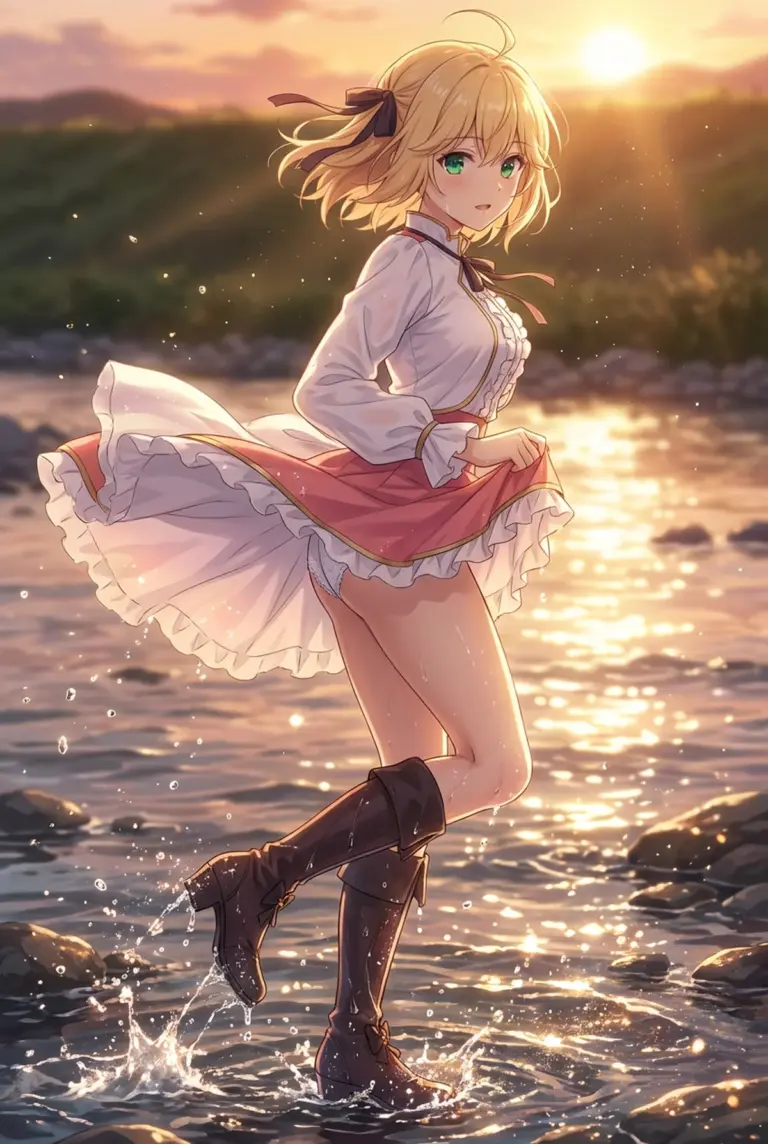 【アニスフィア・ウィン・パレッティア】夕暮れの水辺で微笑む王女