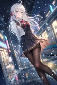 Arisa Kujou: A Charming Snowy Night at the Station Platform