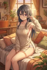 Kimizima Ayano: Cozy Sweater & Golden Hour Comfort at Home