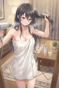 【君嶋 綾乃】湯上がりの髪を乾かす癒しのひととき