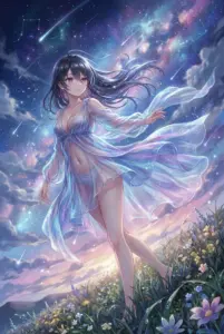 Ayano Kimishima: Enchanting Starry Night in a Flowing Dress