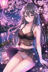 【君嶋 綾乃】夜桜の下、可憐に舞うデレ姿