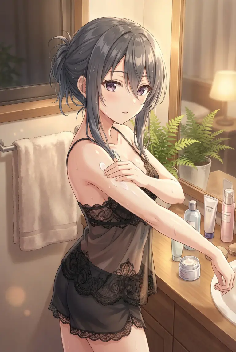 【君嶋 綾乃】お風呂上がりのスキンケアタイム