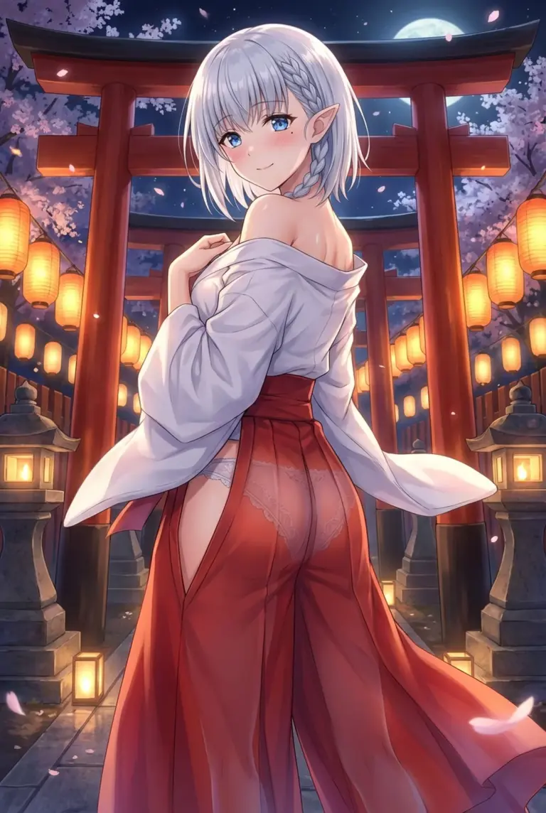 【ベータ】満月の夜、桜と魅惑の巫女姿