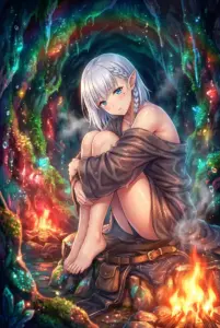 【ベータ】神秘の洞窟で暖をとる姿