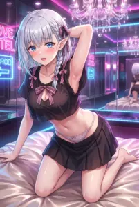 Beta’s Alluring Night: Neon Glow & Secret Gaze