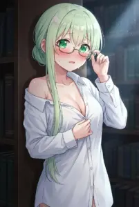 【セシリア】恥じらう白いシャツとメガネ姿