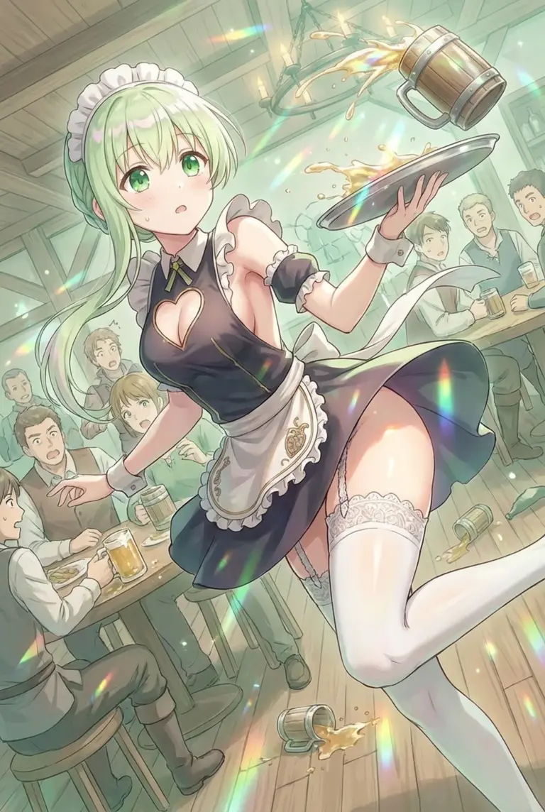 【セシリア】酒場でのドジっ子メイド、ビール大惨事