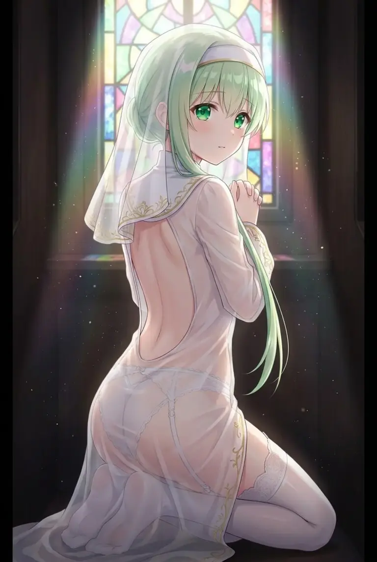 【セシリア】神秘的な光の中で祈りを捧げる聖女