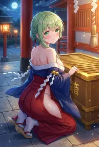 【セシリア】月夜の神社で魅せる艶やかな巫女姿