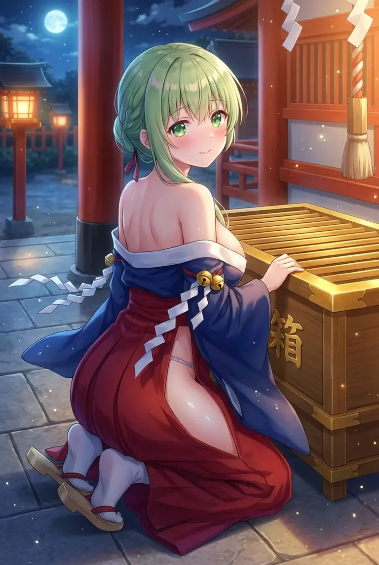 【セシリア】月夜の神社で魅せる艶やかな巫女姿