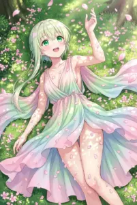 【セシリア】花咲く草原で無邪気に微笑む