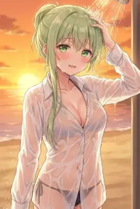 【セシリア】夕暮れのビーチシャワー