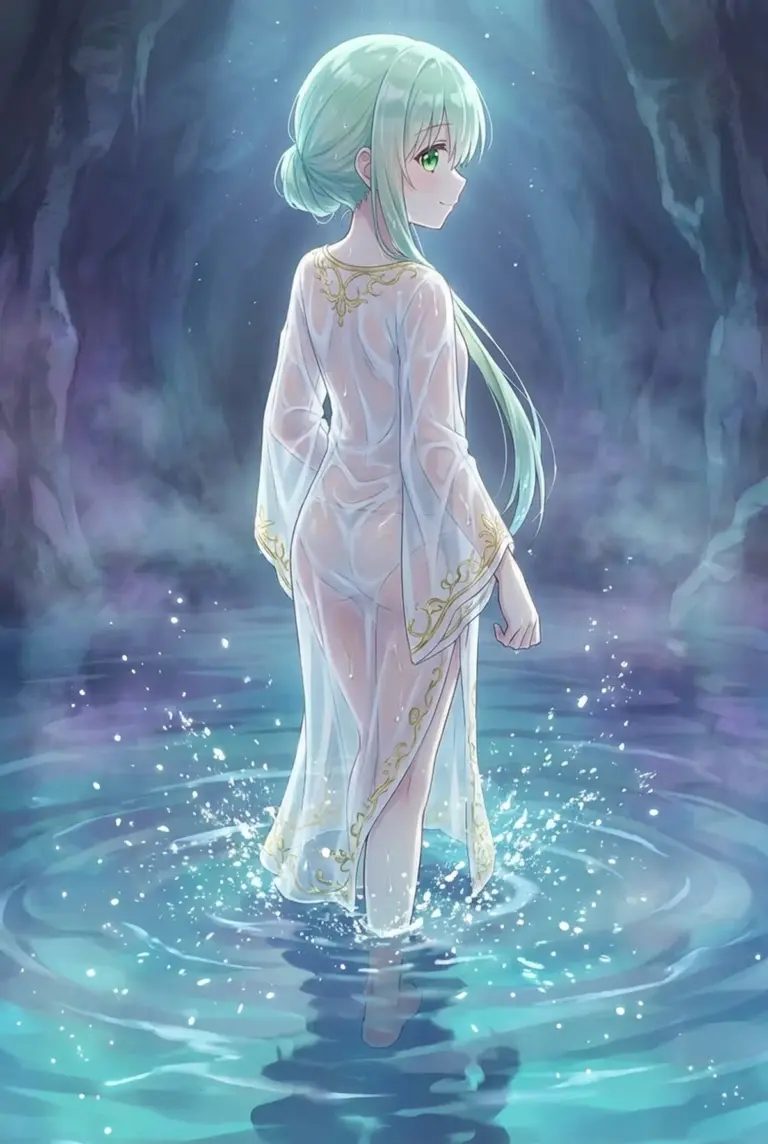 【セシリア】洞窟の水辺で微笑む聖女