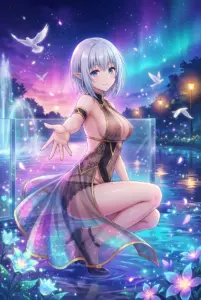 【ベータ】オーロラの夜に輝く、魅惑のドレス姿