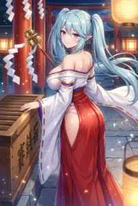 【イプシロン】夜の神社で魅惑の巫女姿