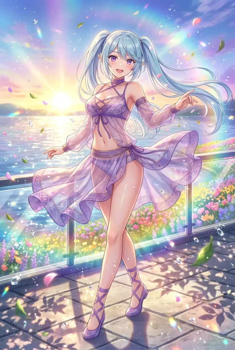 【イプシロン】夕焼けのビーチで微笑む夏の妖精