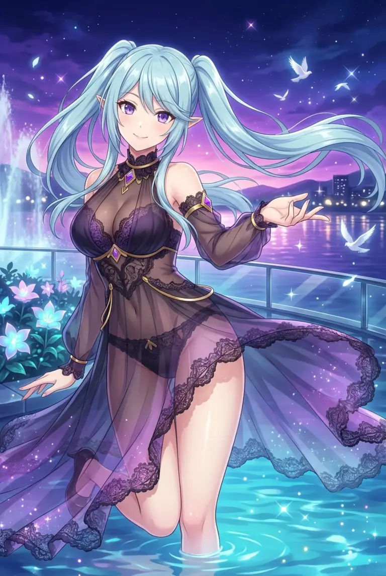 【イプシロン】夜のプールサイド、星降る水辺の妖精