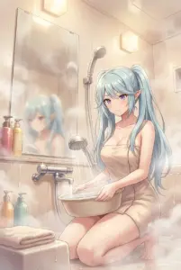Epsilon’s Steamy Shower Scene: A Relaxing Bath Time Moment
