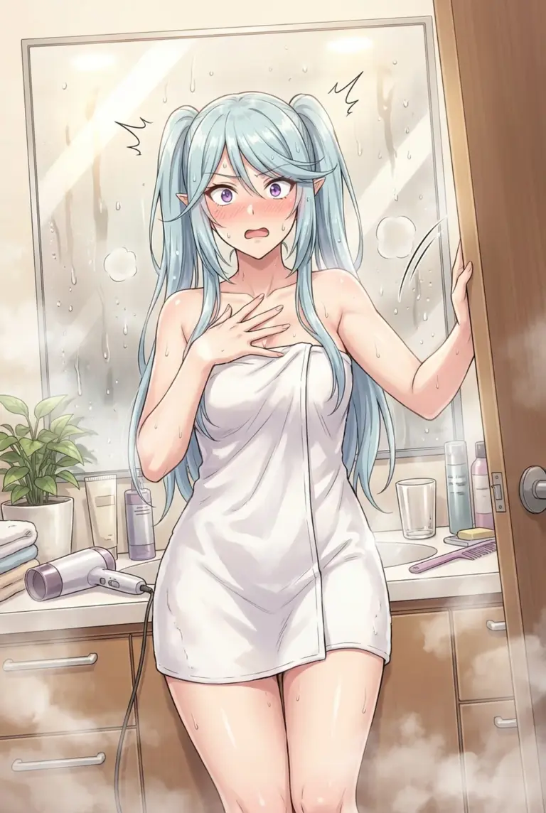 【イプシロン】お風呂上がりにドッキリ！？湯気の立つバスルームで恥じらう姿