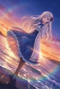 【ユフィリア・マゼンタ】煌めく夕焼けの海辺で