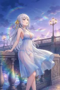 【ユフィリア・マゼンタ】幻想的な夜空と白いドレス