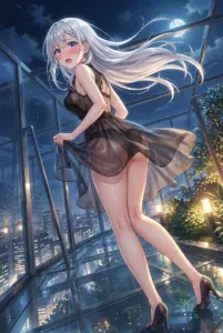 【ユフィリア・マゼンタ】月夜のシースルーランジェリー姿