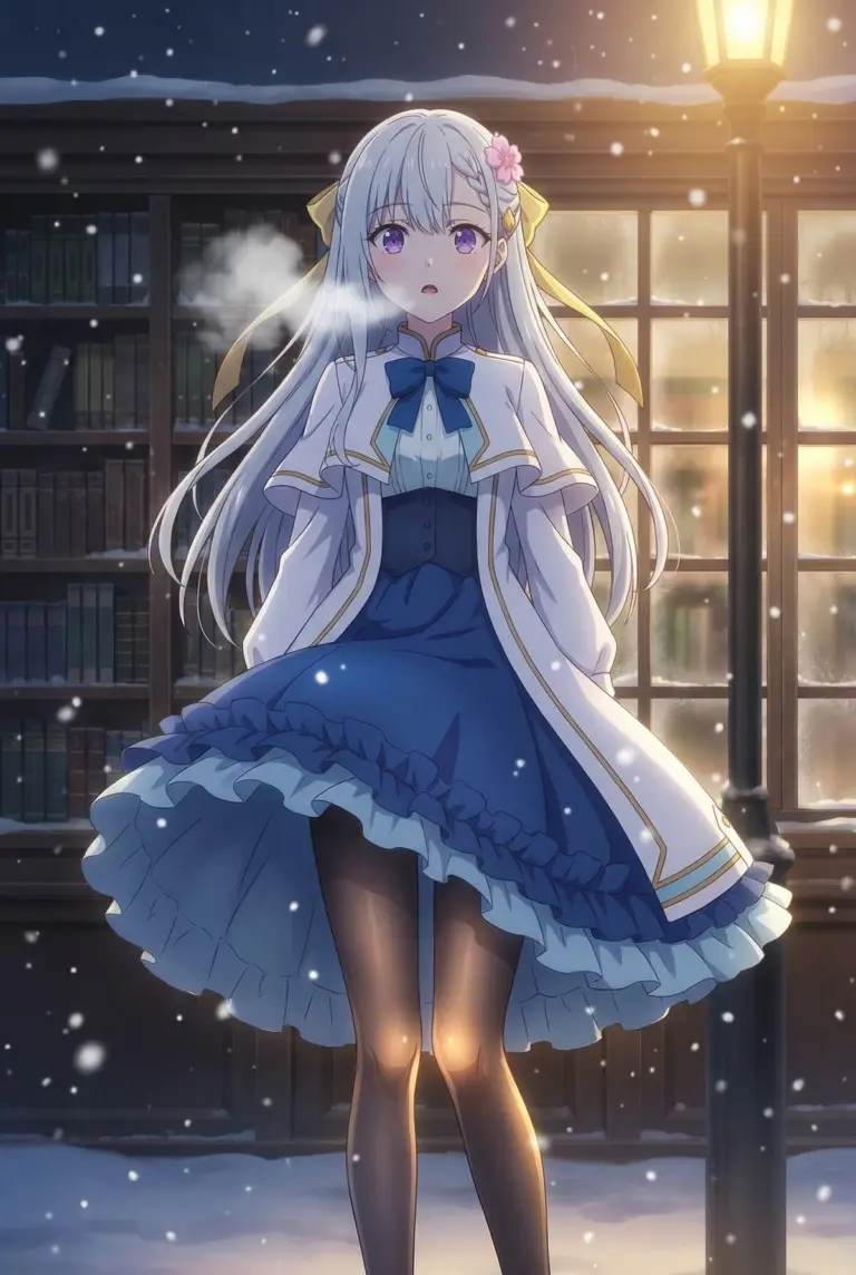 【ユフィリア・マゼンタ】雪降る冬の夜の図書館